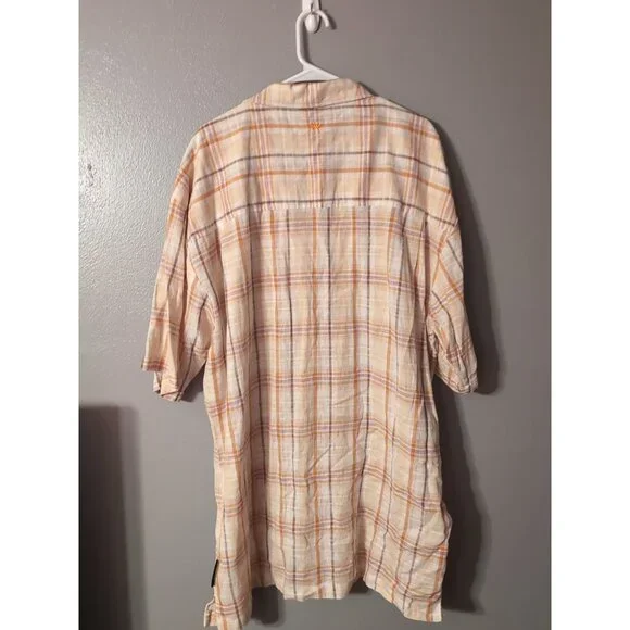 Steve Harvey Classic Men's Plaid Short Sleeve Button Up Size 5XL NWT 100% Linen - Picture 4 of 10